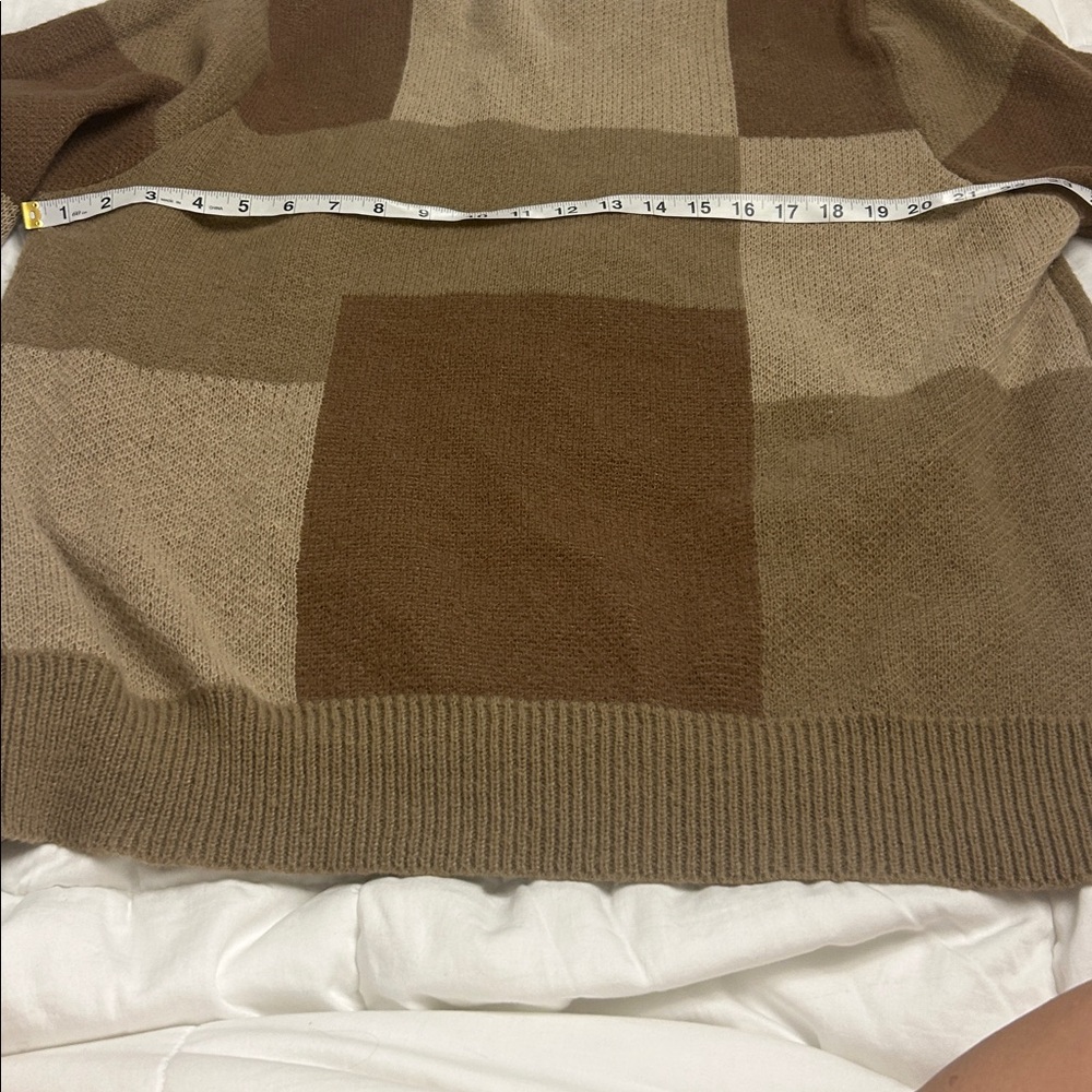 Women’s Patchwork Sweater - Brown and Tan - Picture 8 of 9